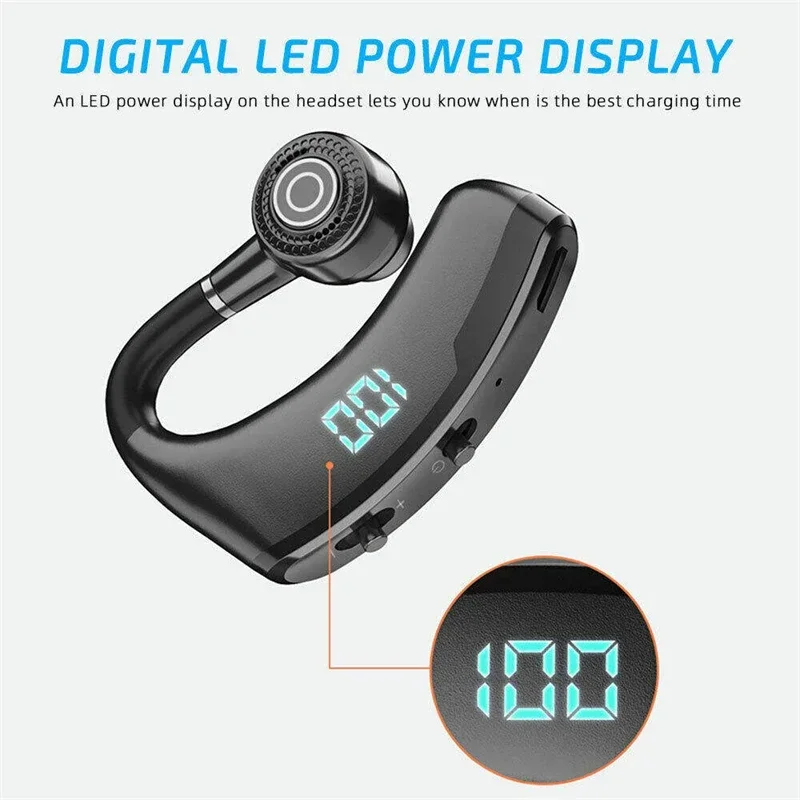 Bluetooth 5.2 Earphone Wireless Ear Hook Headset LED Display HiFi Stereo Headphones Waterproof Earbuds - Image 2