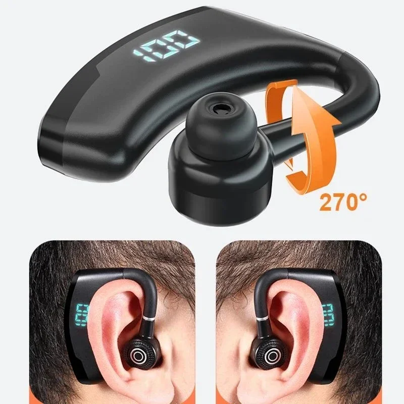 Bluetooth 5.2 Earphone Wireless Ear Hook Headset LED Display HiFi Stereo Headphones Waterproof Earbuds - Image 3